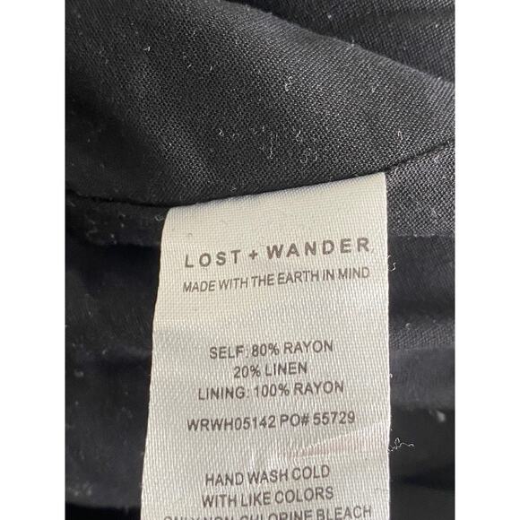 LOST & WONDER Women's Black-Beige Tropic Flair Printed Crewneck Jumpsuit SZ L - Picture 10 of 12